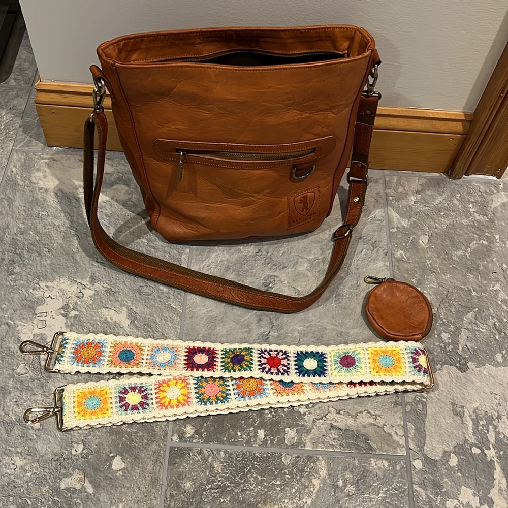 Cognac Leather Crossbody Bag - Picture 4 of 7